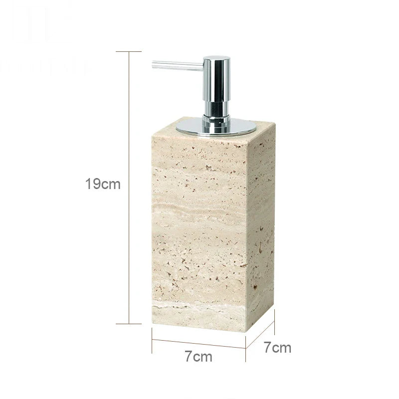 Beige Travertine Soap Dispenser B