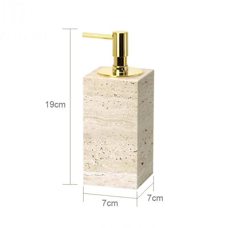 Beige Travertine Soap Dispenser A