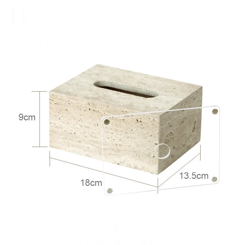 Beige Travertine Tissue Box A