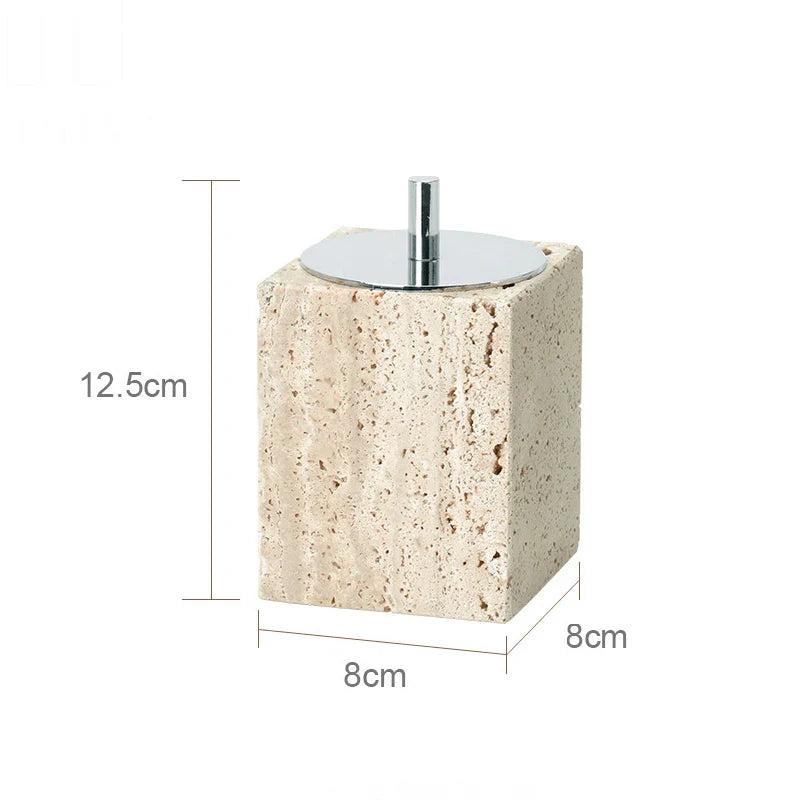 Beige Travertine Cotton Swabs Can B