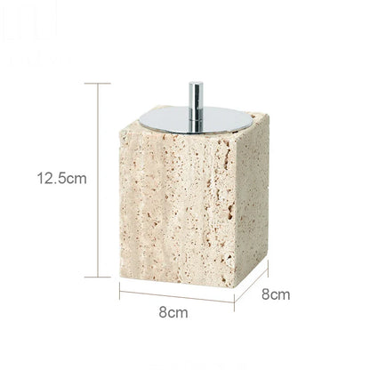 Beige Travertine Cotton Swabs Can B