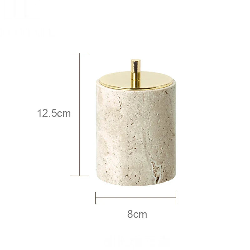 Beige Travertine Cotton Swabs Can C