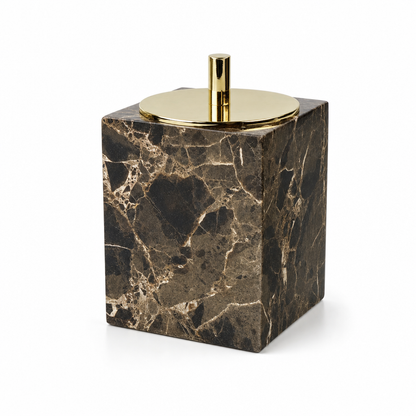Emperador Dark Marble Cotton Swab Can Set 2