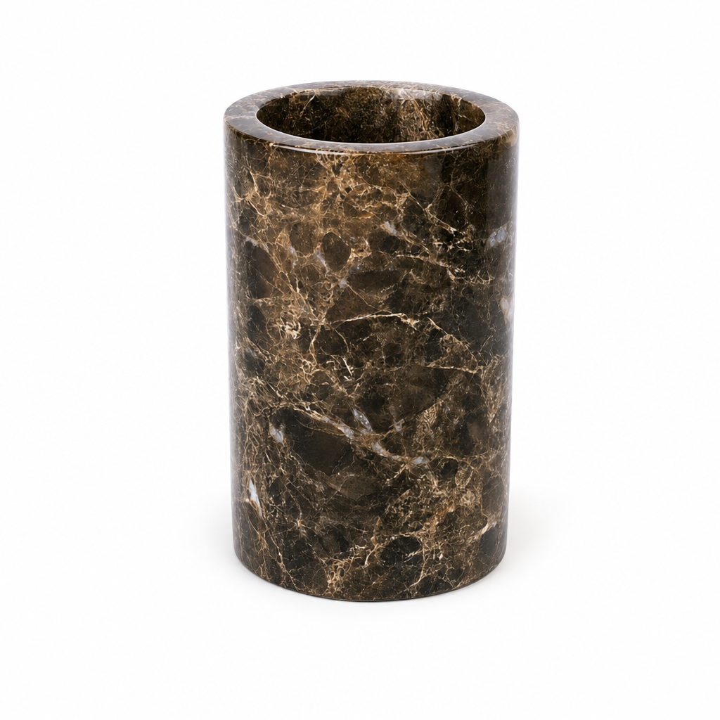 Emperador Dark Marble Toothbrush Holder Set 2