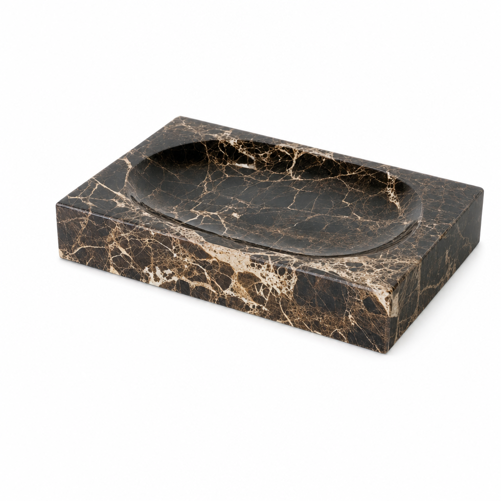 Emperador Dark Marble Soap Dish Set 2