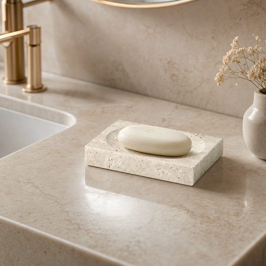 Beige Travertine Soap Dish