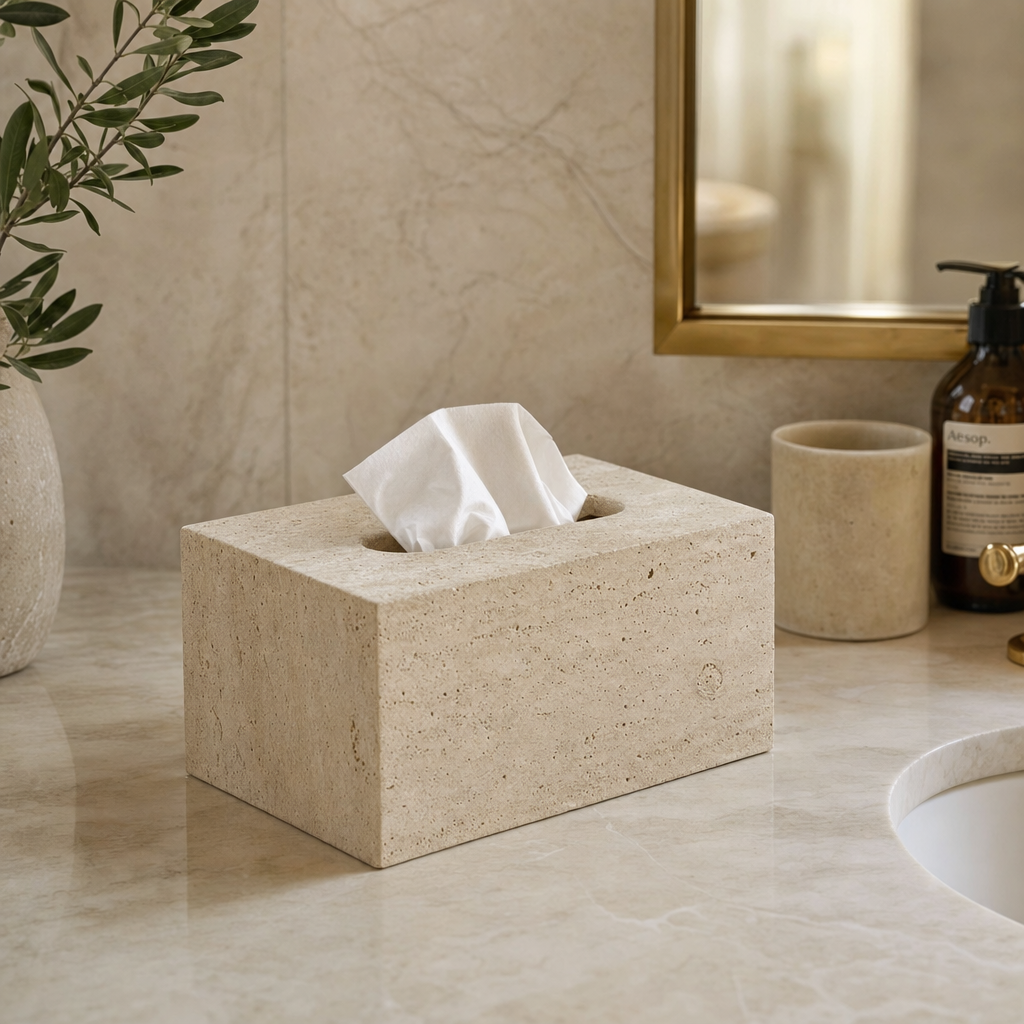 Beige Travertine Tissue Box