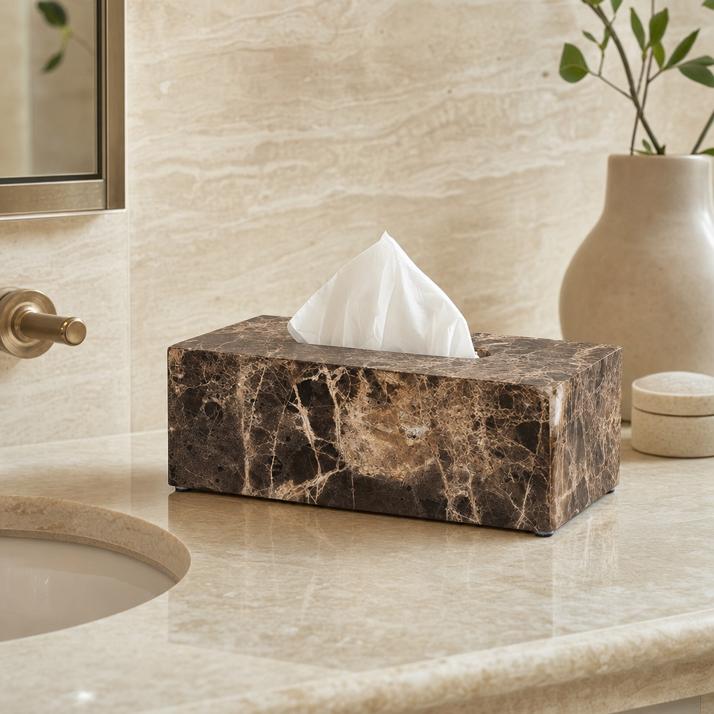 Emperador Dark Marble Tissue Box