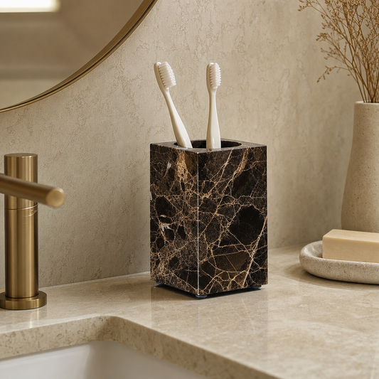 Emperador Dark Marble Toothbrush Holder