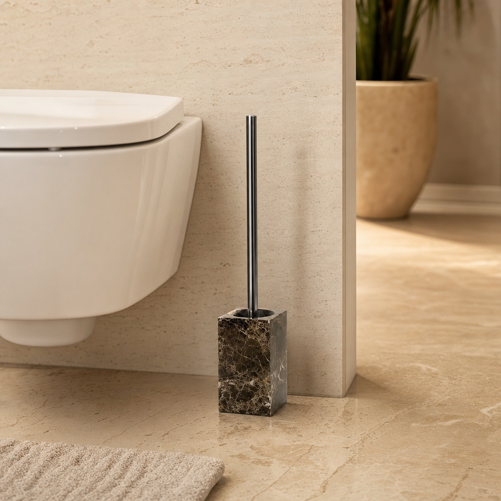 Emperador Dark Marble Toilet Brush Set 2
