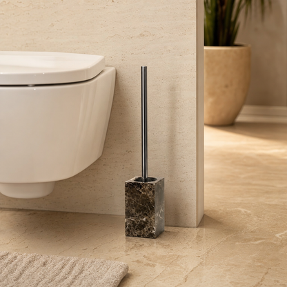 Emperador Dark Marble Toilet Brush Set 2