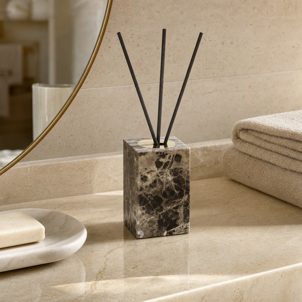 Emperador Dark Marble Reed Diffuser Set 2