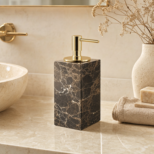 Emperador Dark Marble Soap Dispenser Set 2