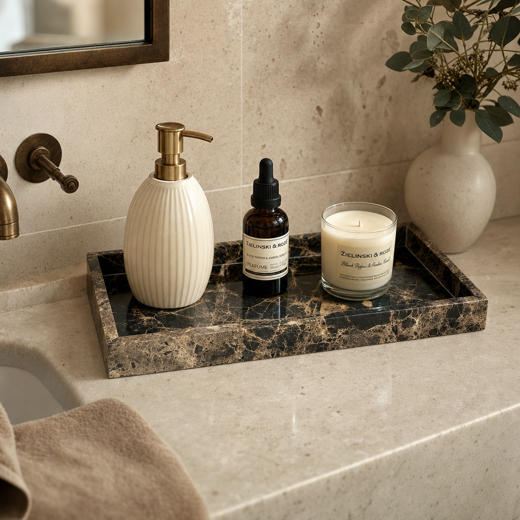Emperador Dark Marble Tray Set 2