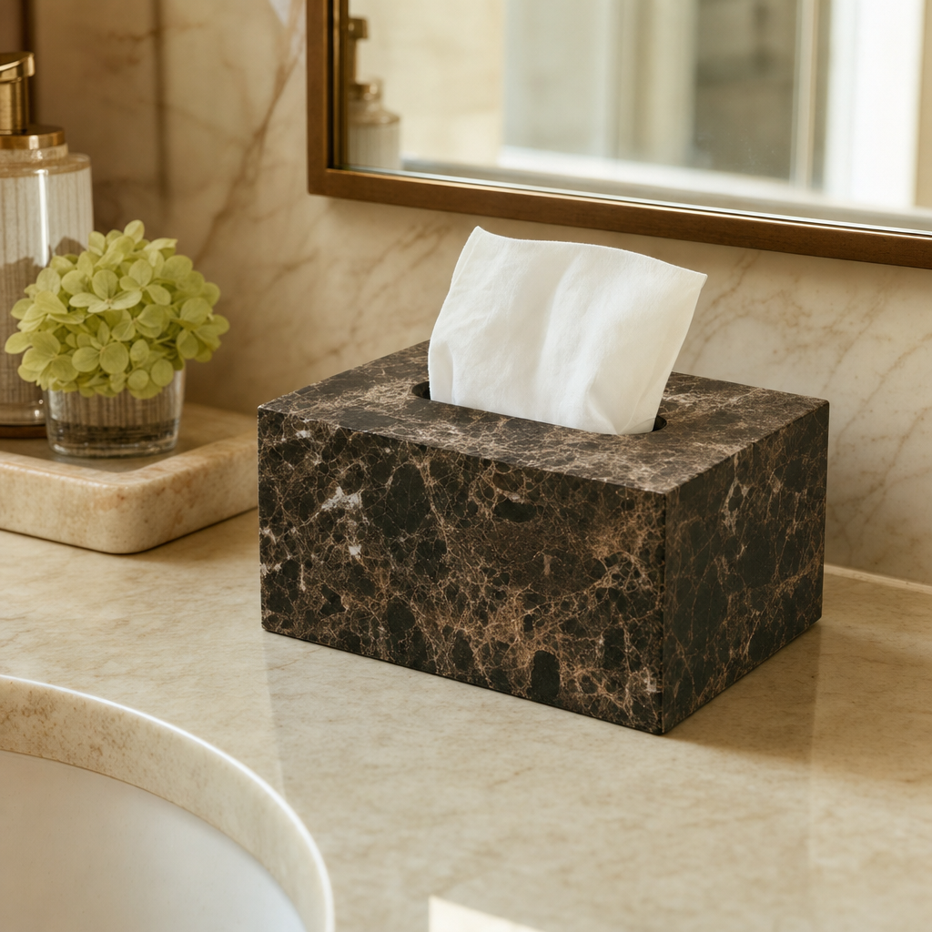 Emperador Dark Marble Tissue Box Set 2