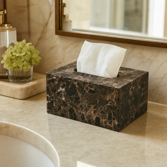 Emperador Dark Marble Tissue Box Set 2
