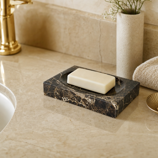 Emperador Dark Marble Soap Dish Set 2